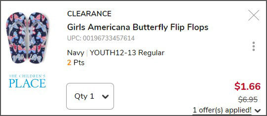 The Childrens Place Girls Americana Butterfly Flip Flops