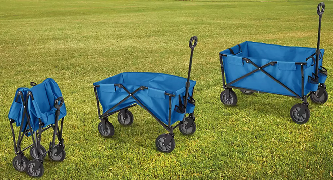 Three Academy Sports Outdoors Folding Sports Wagon in Blue Color