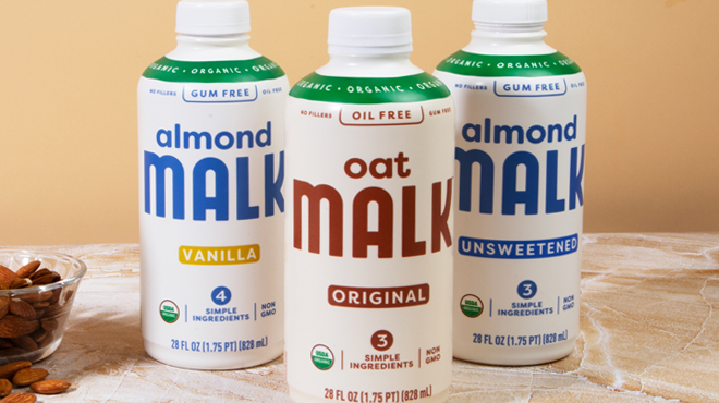 Three Bottles of Malk Plant Based Milk