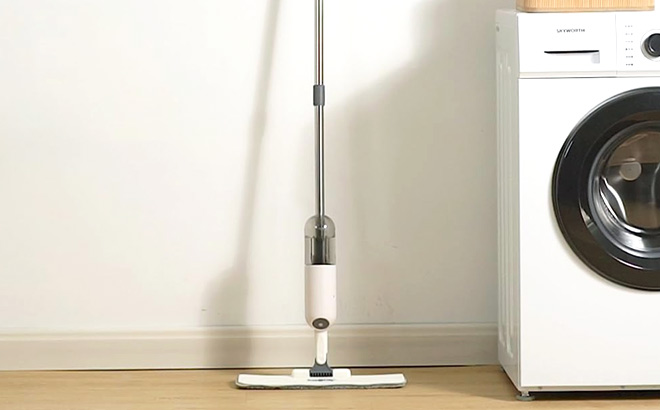 True & Tidy Spray Mop with Refillable Water Bottle in White