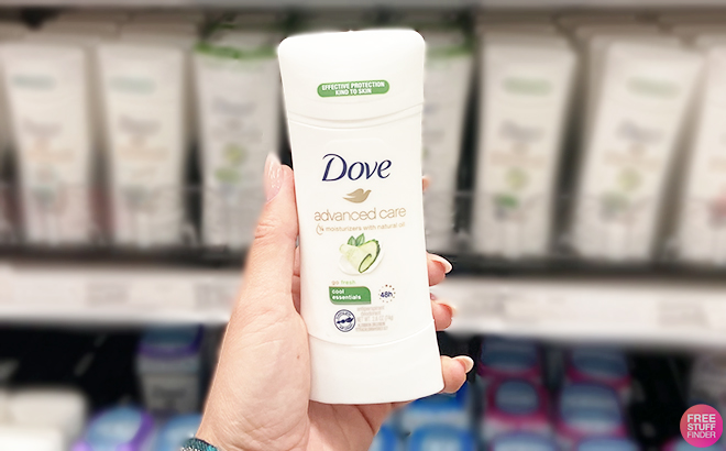 Woman Holding a Dove Antiperspirant Deodorant Cool Essentials