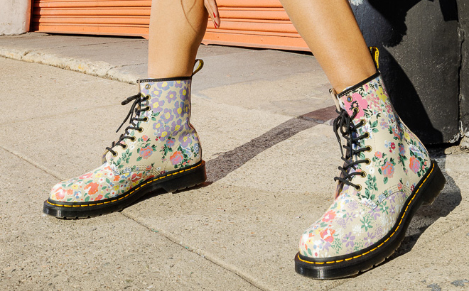 Woman Wearing Dr Martens 1460 8 Eye Boots