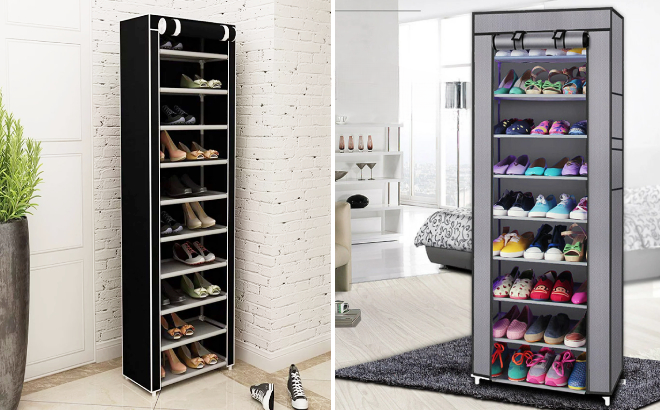 10 Tier Shoe Rack Storage Cabinet