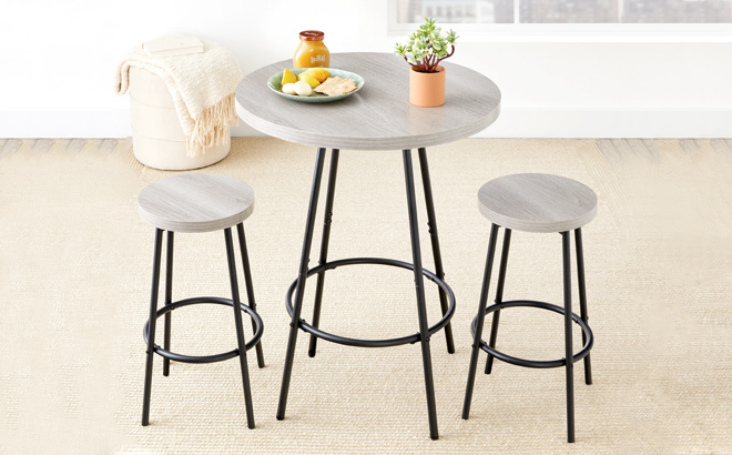 3 Piece Bistro Set Modern Round Counter Height Dining Set