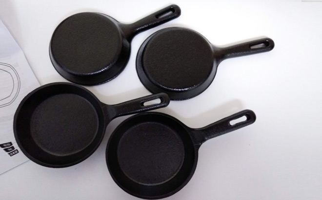 AmazonCommercial 3.5-Inch Cast Iron Skillet 4-Pack
