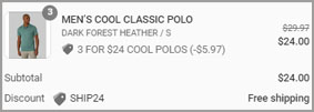 32 Degrees Mens Classic Polo Order Summary