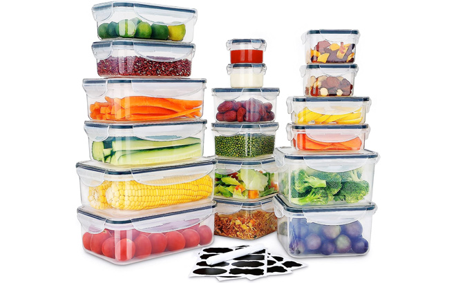36 PCS Food Storage Containers Large 18 Stackable Plastic Containers with 18 Lids 100 Airtight BPA Free