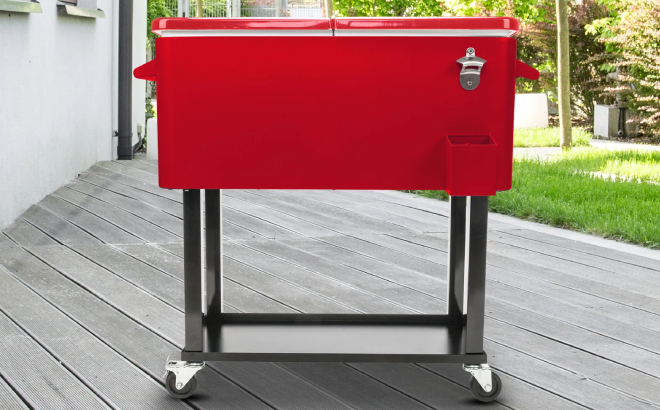 80 Quart Outdoor Rolling Cooler Cart