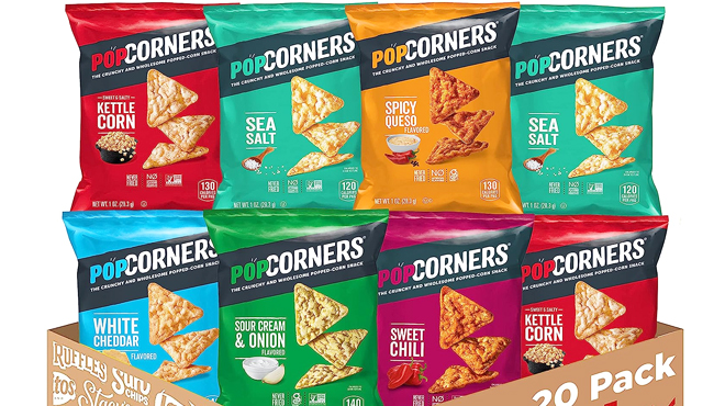 A Box of 20 Pack PopCorners Chips Variety Flavors