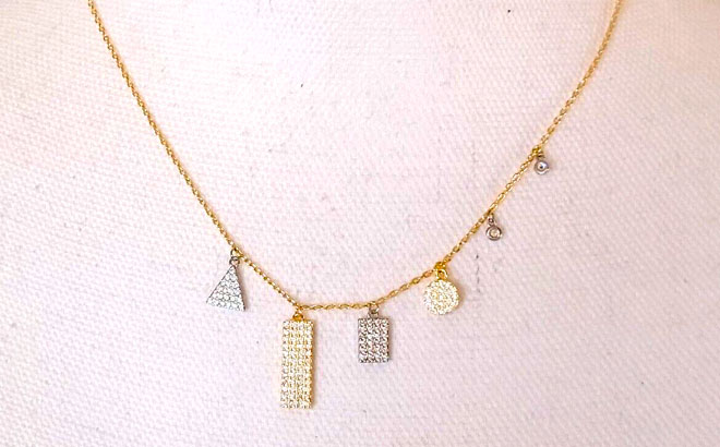 Adornia Silver Multi Shape Crystal Necklace 1