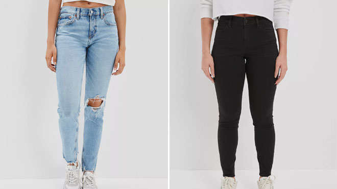 American Eagle Stretch Ripped 90s Skinny Jean and Next Level Curvy Jegging