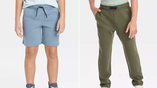 Art Class Boys Sport Shorts on the left and Art Class Fleece Jogger Pants on the right
