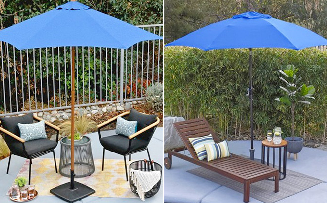 Astella 7 5 Wood Steel Patio Umbrella and California 9Aluminium Patio Umbrella