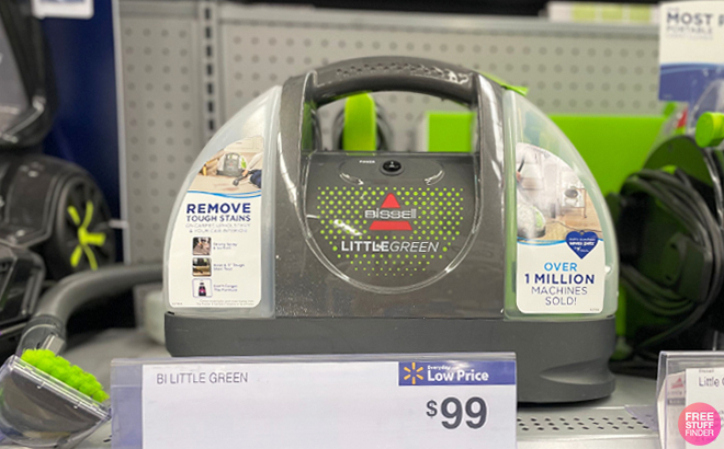 Bissell Little Green Portable Carpet Cleaner on Shelf