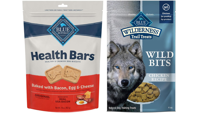 Blue Buffalo Health Bars Dog Treats and Blue Buffalo Wilderness Trail Treats