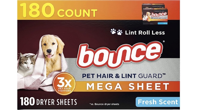 Bounce Pet Hair and Lint Guard Mega Fabric Softener 180 Count