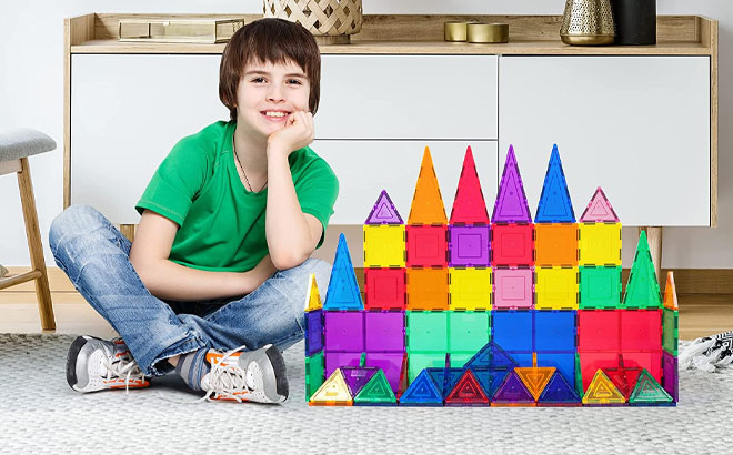 Boy Playing PicassoTiles Magnet Building Tiles