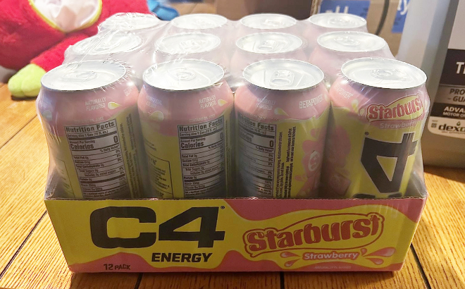 C4 Energy Drink 12 Pack in Starburst Strawberry Flavor