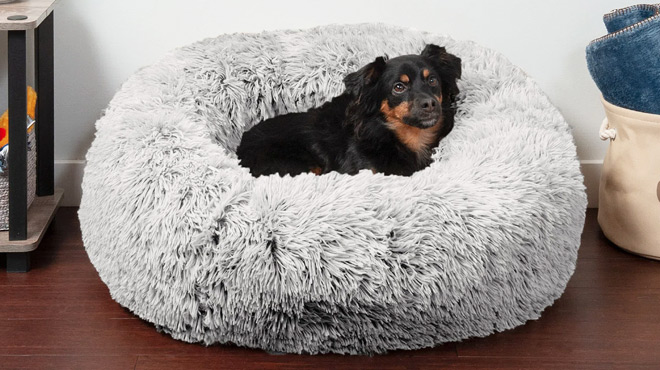 Calming Cuddler Long Fur Donut Bed