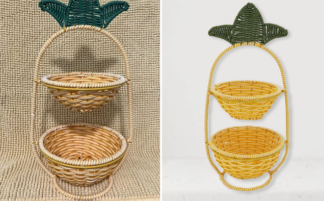 Celebrate Together 2 Tier Resin Wicker Pineapple Server