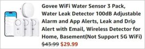 Checkout page of Govee Wifi Water Sensor 3 Pack