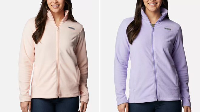 Columbia Womens Castle Dale Full Zip Fleece Jacket in Peach Blossom and Frosted Purple