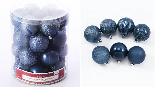 Dark Slate Blue Christmas Ornaments 26 Count