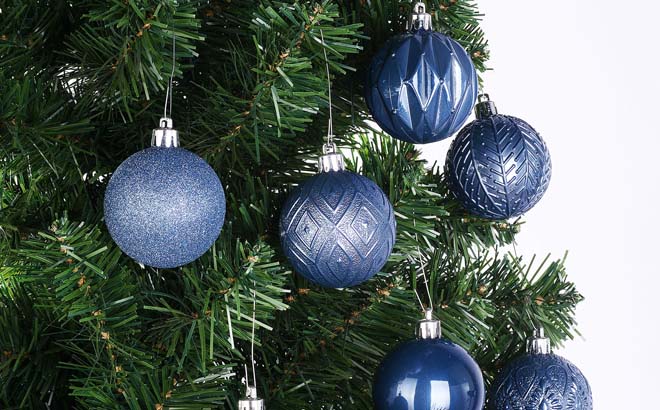 Dark Slate Blue Christmas Ornaments Hung on a Christmas Tree