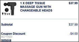 Deep Tissue Massage Gun Checkout Screenshot