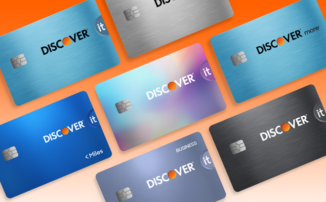 Discover Cards on Orange Background