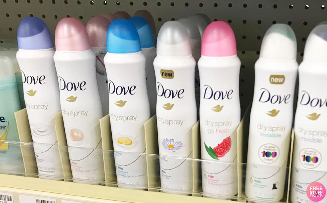 Dove Dry Sprays at CVS Store Shelf