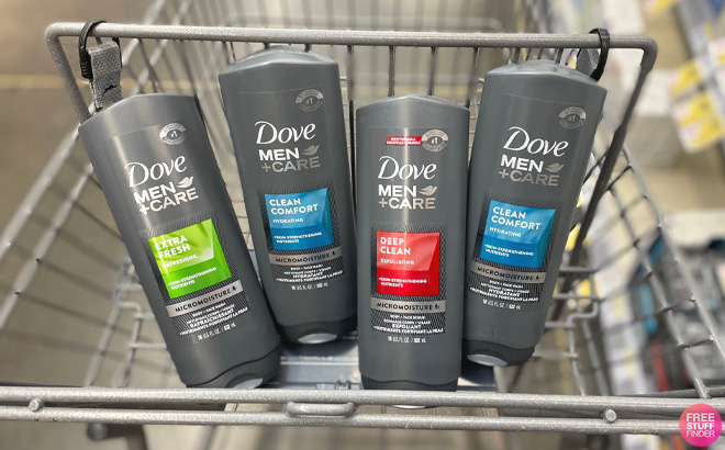 Dove Men Body and Face Wash on Store Cart