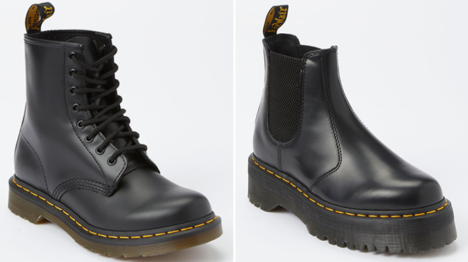 Dr Martens Womens Black 1460 Leather Combat Boot and Dr Martens Womens Black 2976 Leather Chelsea Boot