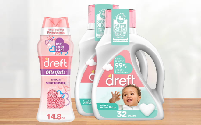 Dreft Active Baby Laundry Detergent and Dreft Blissfuls Scent Booster Set