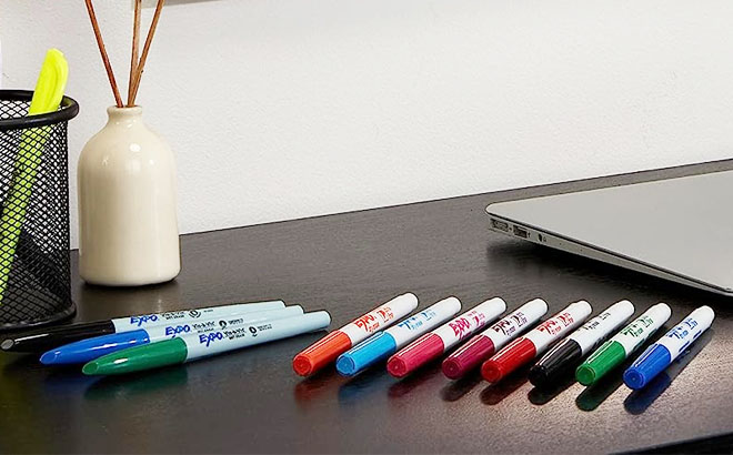 EXPO Low Odor Dry Erase Markers 8 Pack on a Table