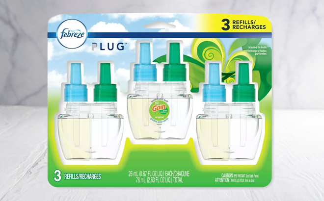 Febreze Plug Air Freshener Refills 3 Pack Gain Original Scent