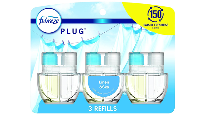 Febreze Plug Air Freshener Refills 3 Pack in Linen and Sky Scent
