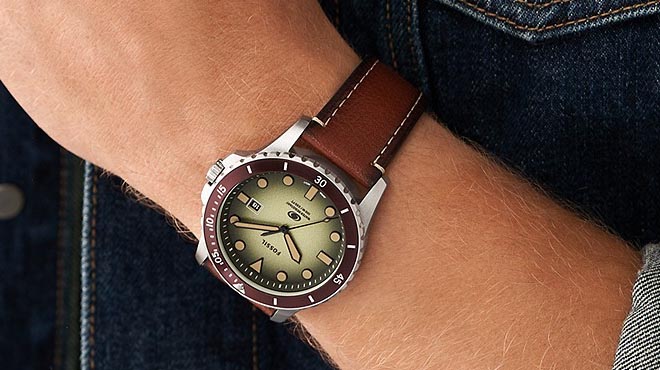 Fossil Three Hand Date LiteHide Leather Watch