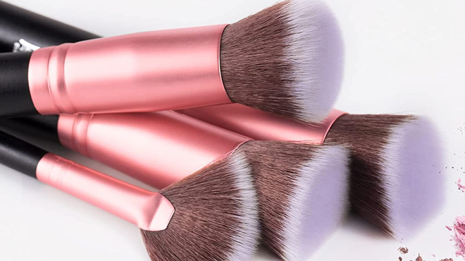 Four Makeup Brushes in Rose Gold Color