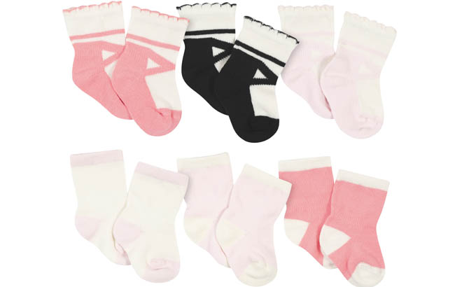 Gerber 6 Pack Baby Girls Ballerina Wiggle Proof Socks