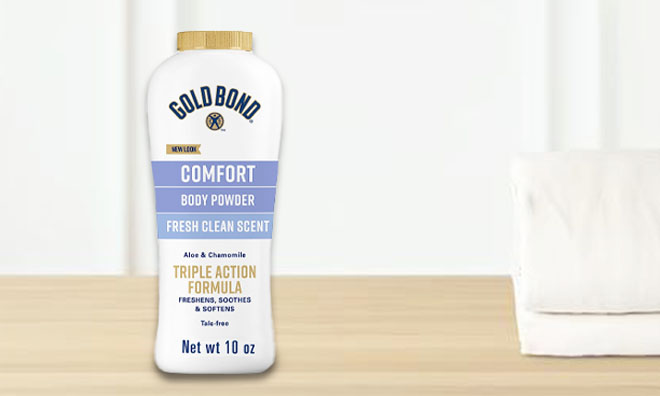 Gold Bond Comfort Body Powder on a Table