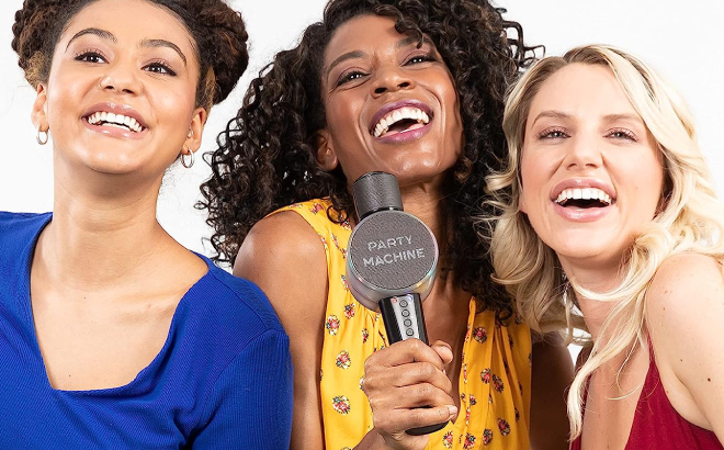 Groups of Friends Singing Using Their Wireless Karaoke Machine Microphone