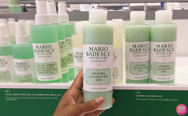 Hand Holding a Bottle of Mario Badescu Enzyme Cleansing Gel