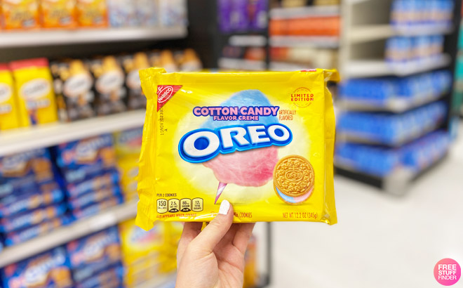 Hand Holding a Cotton Candy Flavored Oreo