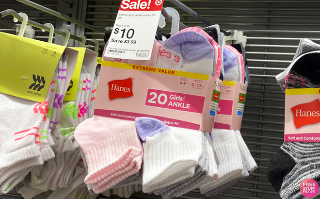 Hanes 20 Pack Girls Ankle Socks at Target