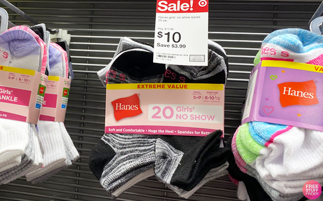 Hanes 20 Pack Girls No Show Socks at Target