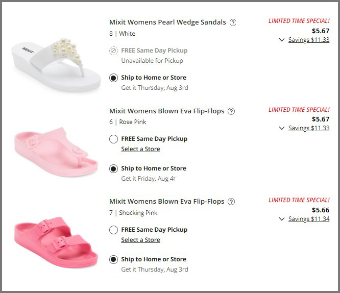 Buy 1 Get 2 FREE Sandals (From $5.67 Each!)