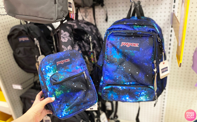 JanSport Matching Backpacks and Lunch Bag in Cyber Space Galaxy Color