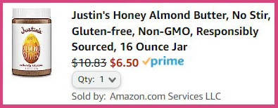 Justins Honey Almond Butter Checkout Summary