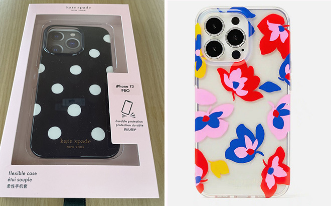 Kate Spade iPhone 13 Pro Cases black white and floral